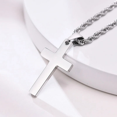 Vnox Jednostavne obične ogrlice s privjescima s križem i molitvom za muškarce, antialergijski nakit s ovratnikom od nehrđajućeg čelika za vjersku vjeru