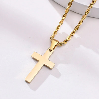 Vnox Jednostavne obične ogrlice s privjescima s križem i molitvom za muškarce, antialergijski nakit s ovratnikom od nehrđajućeg čelika za vjersku vjeru