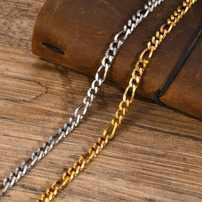 „Vnox Figaro“ grandinėlės karoliai moterims vyrams, 5,5 mm nerūdijančio plieno itališki papuošalai su apykakle