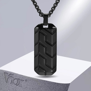 Колиета Vnox Cool Tire Pattern за мъже, момчета, яка с висулка с геометрична лента от неръждаема стомана, пънк стилни подаръци за него