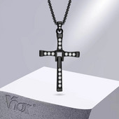 „Vnox Big Cross“ karoliai vyrams, lanksti ranka, viso akmens maldos kryžiaus pakabukas su dėžute, pankroko gotikinė apykaklė