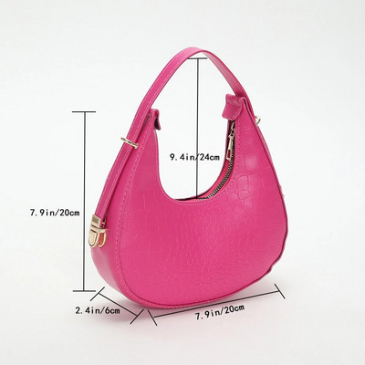 PU odinės moteriškos prabangios dizainerio rankinės piniginės 2023 m. mados vintažinis dvigubas užtrauktukas Half Moon Crescent Hobos pečių krepšiai