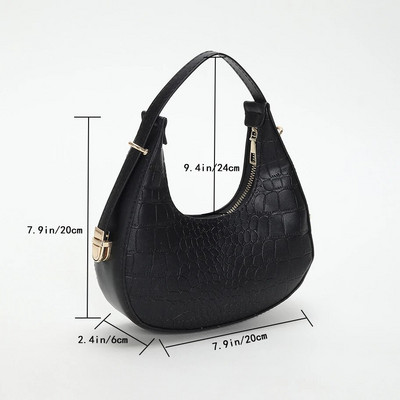 PU odinės moteriškos prabangios dizainerio rankinės piniginės 2023 m. mados vintažinis dvigubas užtrauktukas Half Moon Crescent Hobos pečių krepšiai