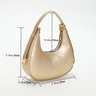 PU odinės moteriškos prabangios dizainerio rankinės piniginės 2023 m. mados vintažinis dvigubas užtrauktukas Half Moon Crescent Hobos pečių krepšiai