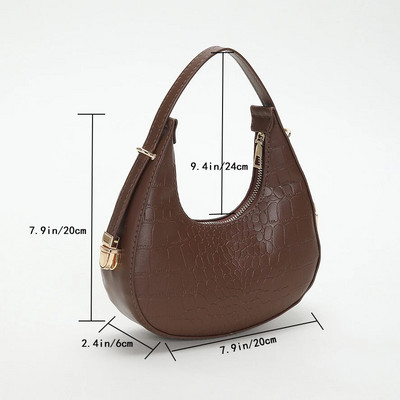 PU odinės moteriškos prabangios dizainerio rankinės piniginės 2023 m. mados vintažinis dvigubas užtrauktukas Half Moon Crescent Hobos pečių krepšiai