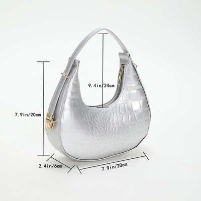 PU odinės moteriškos prabangios dizainerio rankinės piniginės 2023 m. mados vintažinis dvigubas užtrauktukas Half Moon Crescent Hobos pečių krepšiai