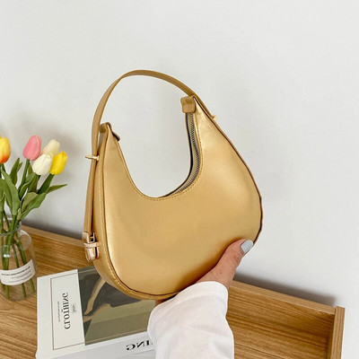 PU odinės moteriškos prabangios dizainerio rankinės piniginės 2023 m. mados vintažinis dvigubas užtrauktukas Half Moon Crescent Hobos pečių krepšiai