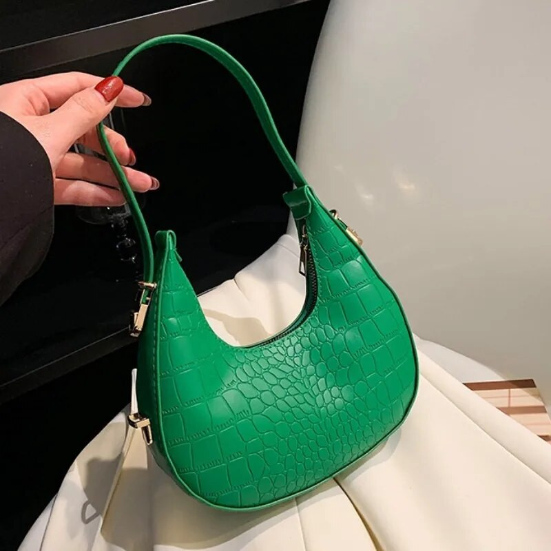 PU odinės moteriškos prabangios dizainerio rankinės piniginės 2023 m. mados vintažinis dvigubas užtrauktukas Half Moon Crescent Hobos pečių krepšiai