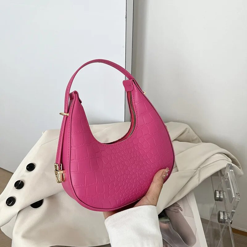 PU odinės moteriškos prabangios dizainerio rankinės piniginės 2023 m. mados vintažinis dvigubas užtrauktukas Half Moon Crescent Hobos pečių krepšiai