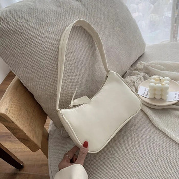 Нови дамски чанти от PU кожа Едноцветна чанта за подмишниците Модна чанта за рамо под мишниците Изчистен дизайн Малки чанти за рамо за момичета