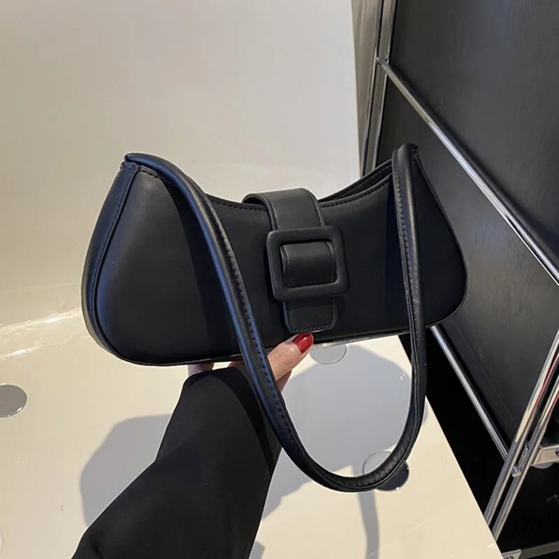 Modne dizajnerske torbe Ženska torba na rame Jednostavan stil od čvrste PU kože Ženske torbe ispod pazuha