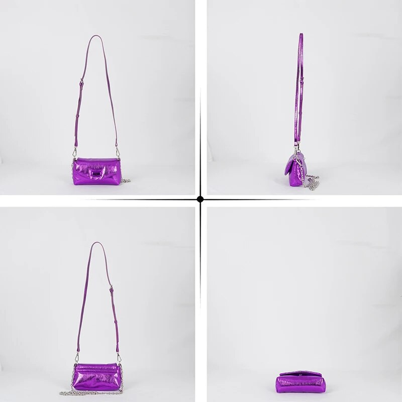 Πολυτελής μάρκα Pu Crossbody Τσάντα Γυναικεία Σχεδιαστής Απλή Δερμάτινη Αλυσίδα Γυναικεία Τσάντα ώμου Μασίφ μεταλλική τσάντα άνεμος Μικρή Γυναικεία τσάντα