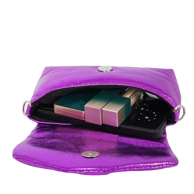 Πολυτελής μάρκα Pu Crossbody Τσάντα Γυναικεία Σχεδιαστής Απλή Δερμάτινη Αλυσίδα Γυναικεία Τσάντα ώμου Μασίφ μεταλλική τσάντα άνεμος Μικρή Γυναικεία τσάντα