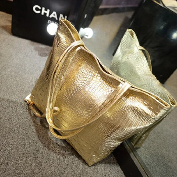 Επώνυμη μόδα Casual γυναικείες τσάντες ώμου Ασημί χρυσό μαύρο κροκόδειλο τσάντα PU δερμάτινη γυναικεία μεγάλη τσάντα γυναικεία τσάντες χειρός Sac
