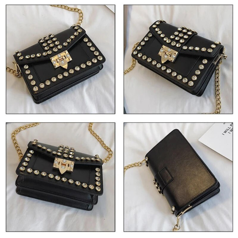 Luksuzne dizajnerske Clutch torbice i ručne torbice za žene Zakovice Dijamantni kožni preklop Male četvrtaste torbe Lanac Torbica na rame