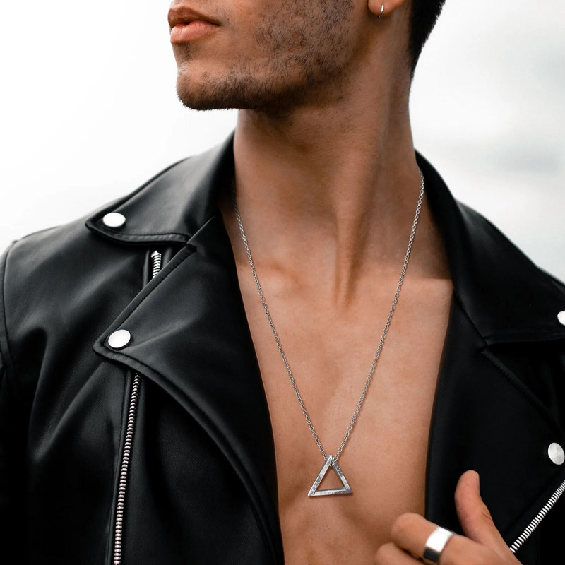 Vnox norvēģu vikingu kulonu kaklarotas, vīriešu savīti nerūsējošā tērauda Mobius trīsstūra šarms, Vegvisir Nordic Valknut ģeometriskā apkakle