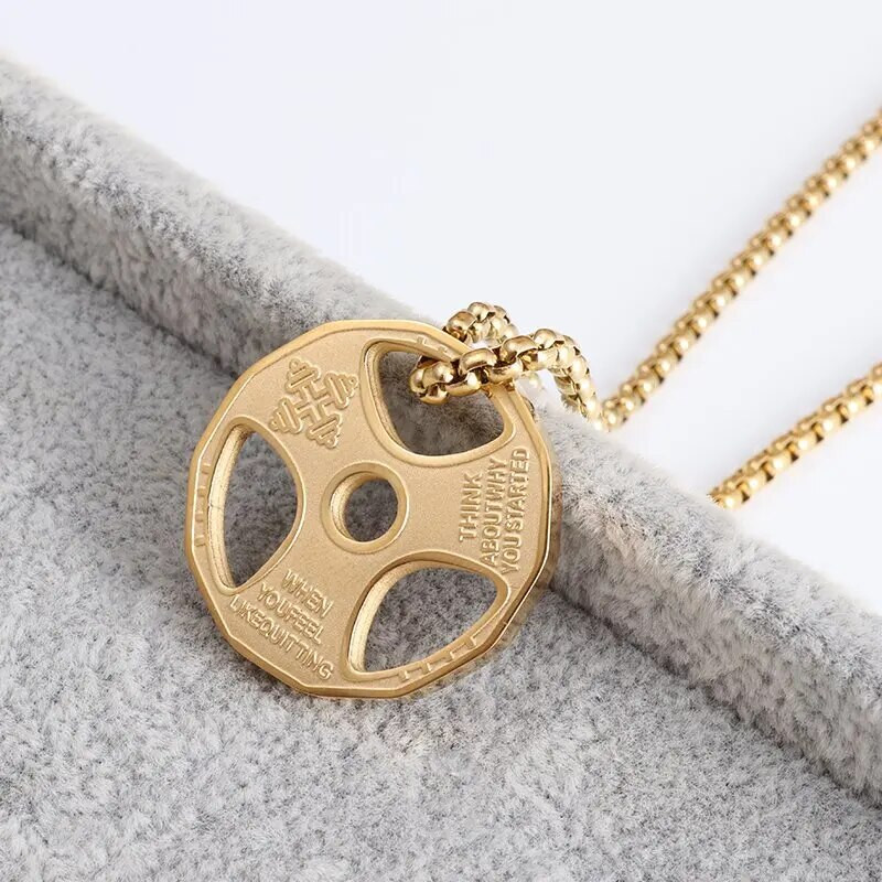 Privjesak za bučicu od titanijskog čelika Oprema za fitness u teretani Ogrlica s utegom Dominantni mišićavi muškarci Fitness Sportski nakit za slobodno vrijeme