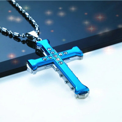 Δημιουργικό κολιέ σταγόνας από ανοξείδωτο ατσάλι, κρεμαστό κρεμαστό φυλαχτό θρησκευτικής πίστης Κολιέ χιπ χοπ για άνδρες Δώρο κοσμημάτων