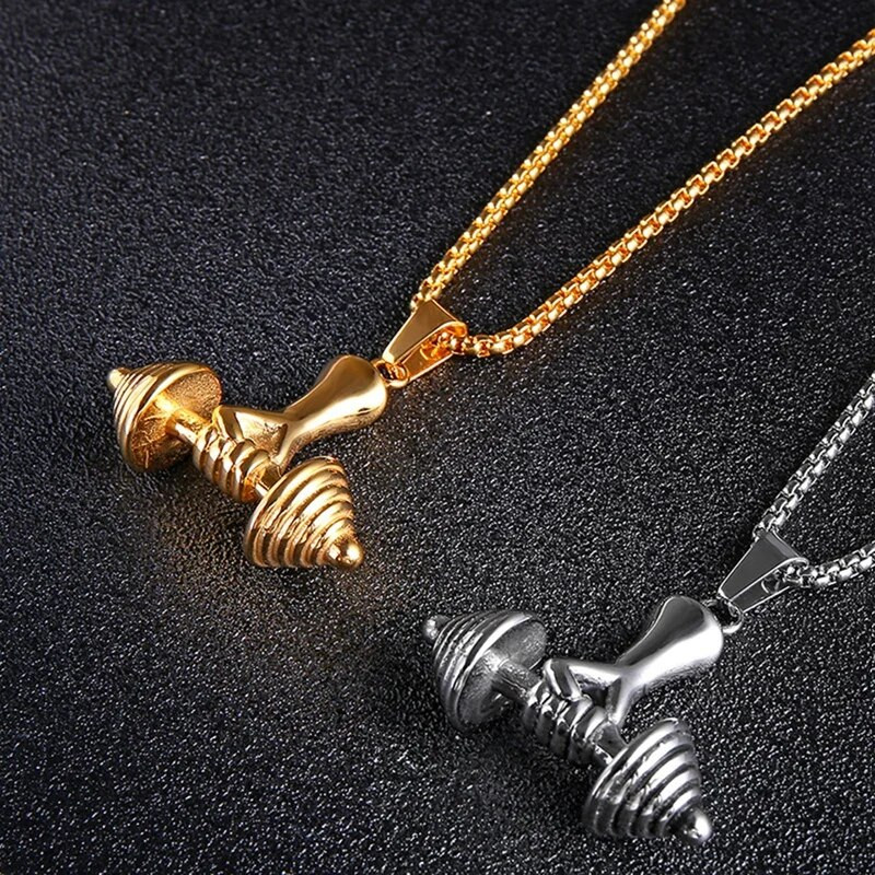 Šarm Fitness Gym Bodybuilding Sport Dumbbell Uteg Ogrlice s privjescima za muškarce Žene Sport Moda Uže Choker nakit