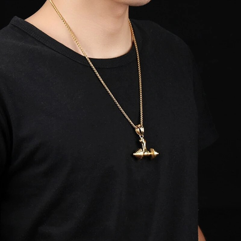 Šarm Fitness Gym Bodybuilding Sport Dumbbell Uteg Ogrlice s privjescima za muškarce Žene Sport Moda Uže Choker nakit