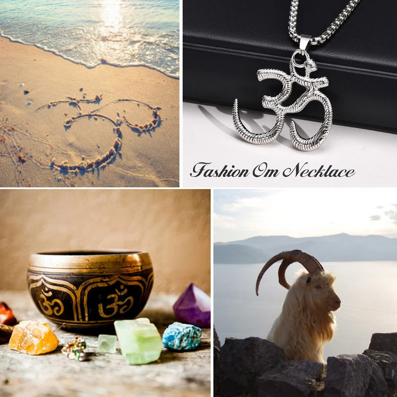 Κολιέ Vnox Rock Punk Yoga Om για άνδρες, Ανοξείδωτο μενταγιόν Aum Ανδρικό γιακά αγοριού Κοσμήματα δώρου