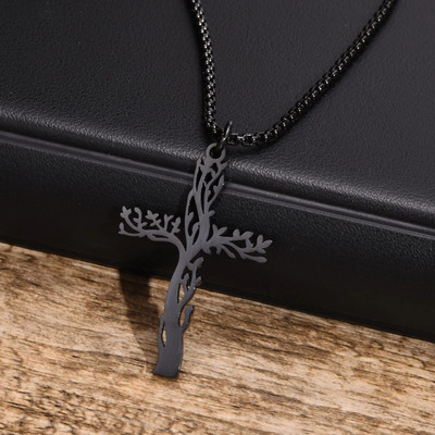 Vnoxi unikaalsed õõnsad elupuu kaelakeed meestele, roostevabast terasest ripatspalve ripats Religioosne krae kingitus Ehted