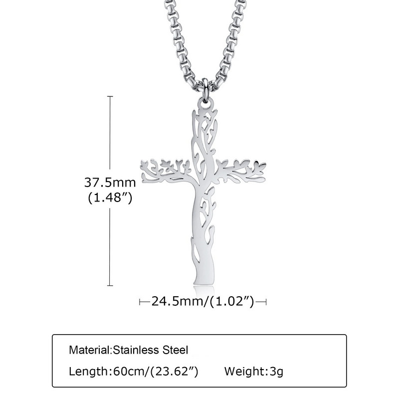 Vnoxi unikaalsed õõnsad elupuu kaelakeed meestele, roostevabast terasest ripatspalve ripats Religioosne krae kingitus Ehted