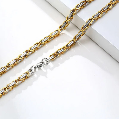 Vnox 4 mm kvadratiniai bizantiški kaklo karoliai vyrams nerūdijančio plieno pankroko vyriški papuošalai 24 coliai