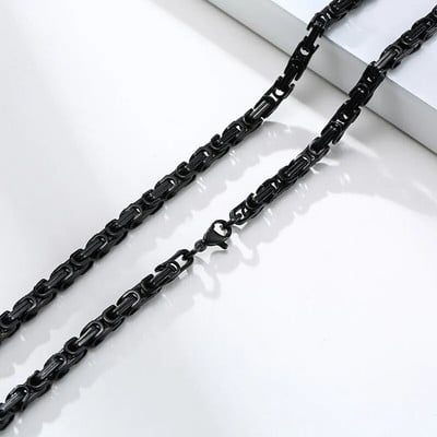 Vnox 4 mm kvadratiniai bizantiški kaklo karoliai vyrams nerūdijančio plieno pankroko vyriški papuošalai 24 coliai