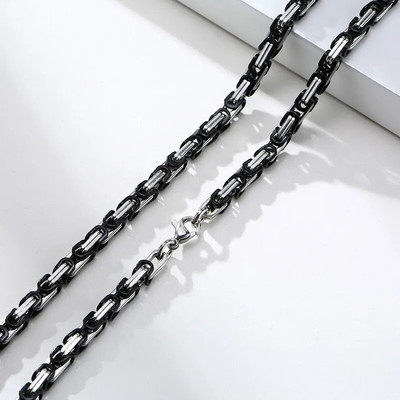 Vnox 4 mm kvadratiniai bizantiški kaklo karoliai vyrams nerūdijančio plieno pankroko vyriški papuošalai 24 coliai