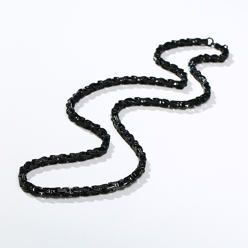 Vnox 4 mm kvadratiniai bizantiški kaklo karoliai vyrams nerūdijančio plieno pankroko vyriški papuošalai 24 coliai