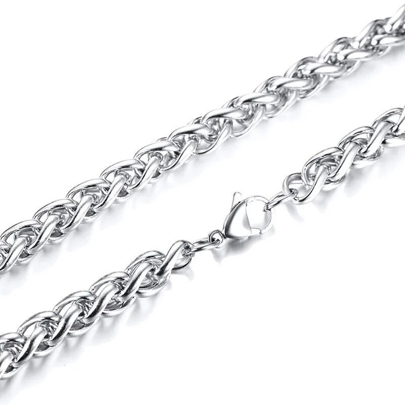 „Vnox“ 3–7,4 mm „Spiga Links“ tonas nerūdijančio plieno kviečių grandinės, vyriškos 24 colių karoliai