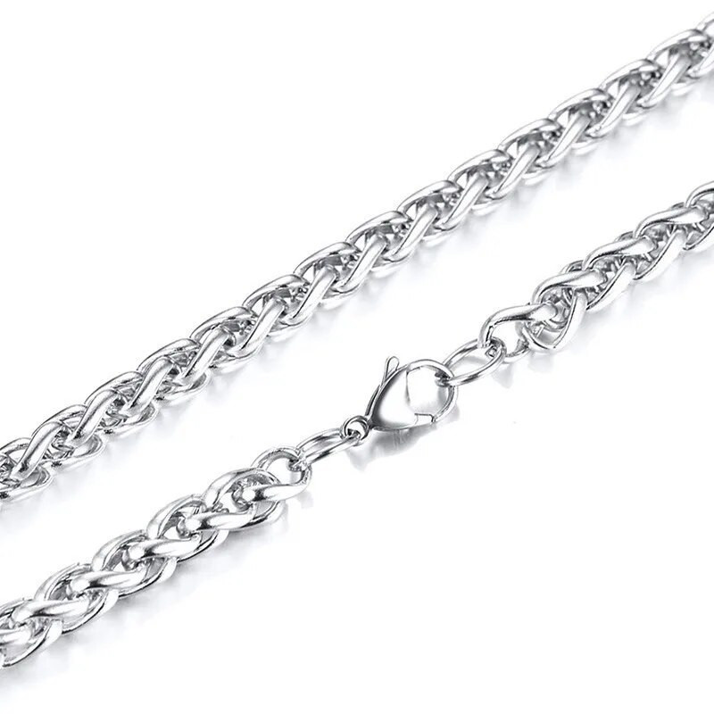 „Vnox“ 3–7,4 mm „Spiga Links“ tonas nerūdijančio plieno kviečių grandinės, vyriškos 24 colių karoliai