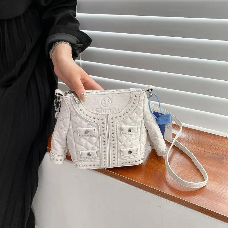 Μόδα Προσωποποιημένη Γυναικεία Δημιουργική Τσάντα Μπουφάν Μαύρο Χρώμα Παλτό Σχήμα Νεωτερισμού Διαμαντένια δικτυωτή αλυσίδα Μίνι τσάντα