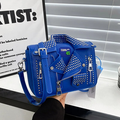 Γυναικεία τσάντα σε στυλ Punk Fashion Τσάντα ώμου Σχέδιο μπουφάν Τσάντα ώμου Γυναικεία τσάντα Πορτοφόλι Σχεδιαστής Πολυτελής Τσάντα χιαστί