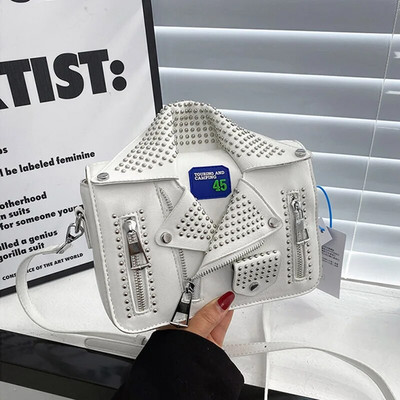 Γυναικεία τσάντα σε στυλ Punk Fashion Τσάντα ώμου Σχέδιο μπουφάν Τσάντα ώμου Γυναικεία τσάντα Πορτοφόλι Σχεδιαστής Πολυτελής Τσάντα χιαστί