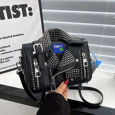 Γυναικεία τσάντα σε στυλ Punk Fashion Τσάντα ώμου Σχέδιο μπουφάν Τσάντα ώμου Γυναικεία τσάντα Πορτοφόλι Σχεδιαστής Πολυτελής Τσάντα χιαστί