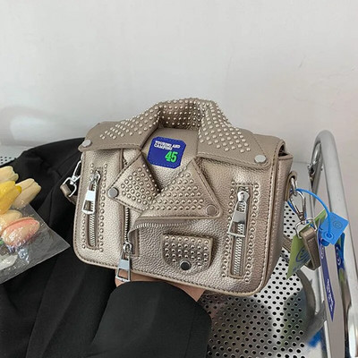 Γυναικεία τσάντα σε στυλ Punk Fashion Τσάντα ώμου Σχέδιο μπουφάν Τσάντα ώμου Γυναικεία τσάντα Πορτοφόλι Σχεδιαστής Πολυτελής Τσάντα χιαστί