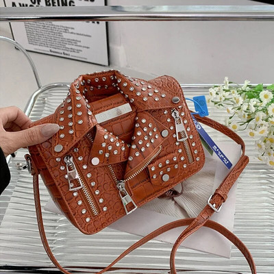 Madinga striukė Dizainas Crossbody Krepšys Kniedės Drabužiai Forma Moteriška Rankinė Piniginė Gamintojas Dizainerė Moteris Pečių Krepšiai Prabangus Moteriškas Krepšys