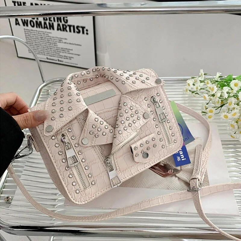 Madinga striukė Dizainas Crossbody Krepšys Kniedės Drabužiai Forma Moteriška Rankinė Piniginė Gamintojas Dizainerė Moteris Pečių Krepšiai Prabangus Moteriškas Krepšys