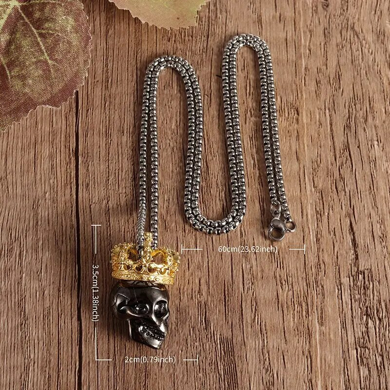 Gotikinis karaliaus kaukolės kryžiaus karūna pakabukas vintažinis karoliai vyrams pankų dviratininkas hiphopo roko Helovino papuošalai amuleto dovana