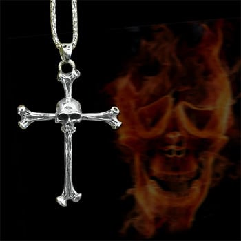 Винтидж готически метален кръст с висулка Колие за мъже Религиозна вяра Пънк хип хоп Златен цвят Череп Колие Бижута Подарък