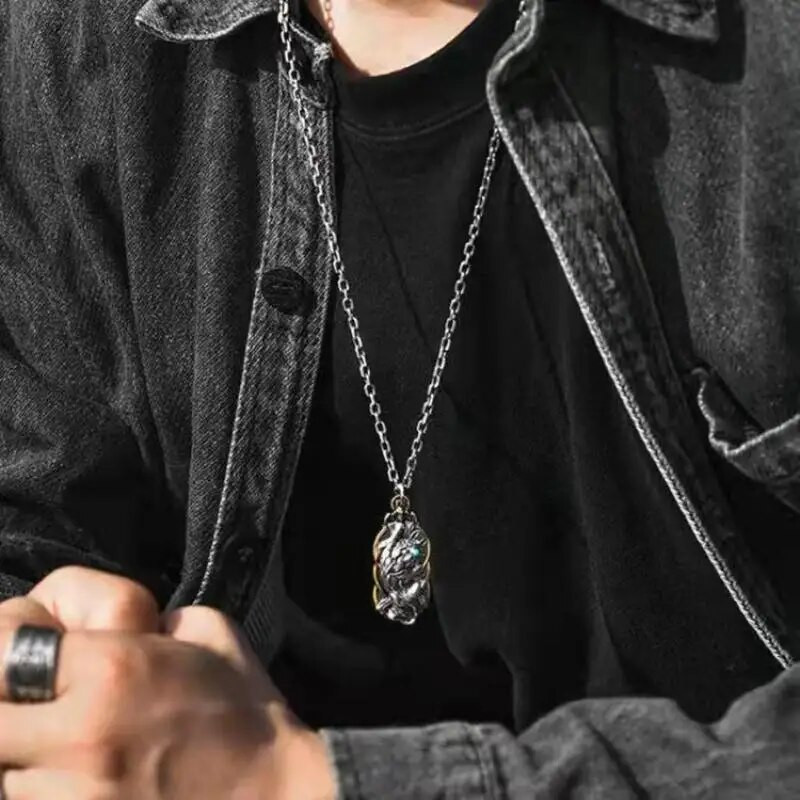 Gold Swallowing Beast Pixiu Κρεμαστό ρετρό έθνικ κολιέ Greedy Beast Αλυσίδα πουλόβερ για άνδρες και γυναίκες Κόσμημα τυχερών φυλακτών