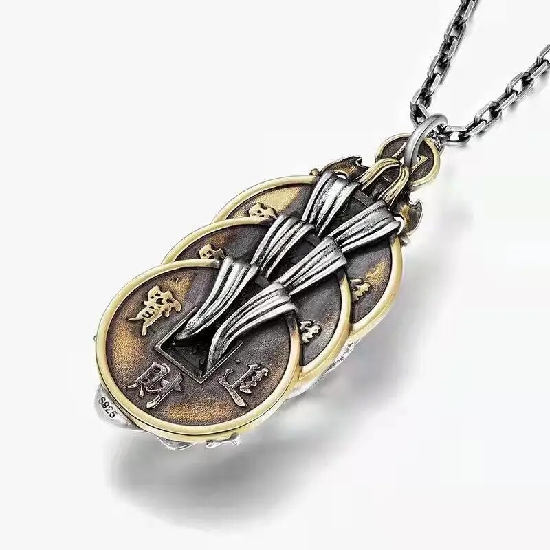 Gold Swallowing Beast Pixiu Κρεμαστό ρετρό έθνικ κολιέ Greedy Beast Αλυσίδα πουλόβερ για άνδρες και γυναίκες Κόσμημα τυχερών φυλακτών