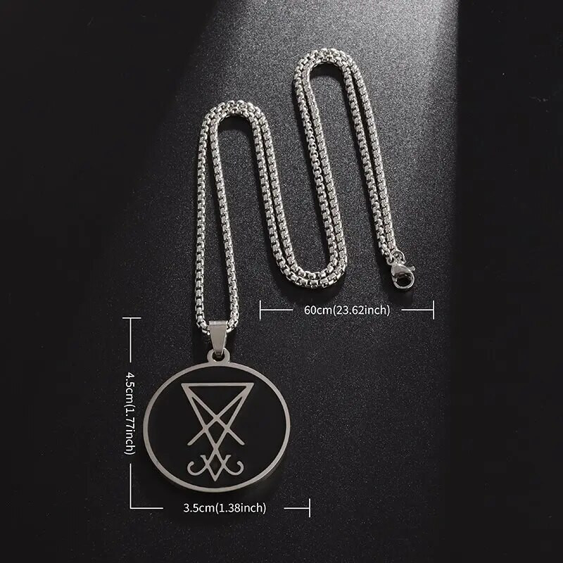 Sigili Saatana kirik roostevabast terasest kaelakee Meeste pitser Lucifer Lavey varjatud kuradi kaelakee Vintage märk Amulett Ehted