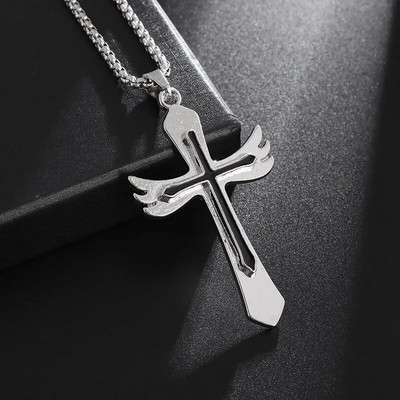 Kreativna anđeoska krila Isusov križ Privjesak Kršćanski amulet Ogrlica Muškarci i žene Vjera u katoličku molitvu Nakit Poklon
