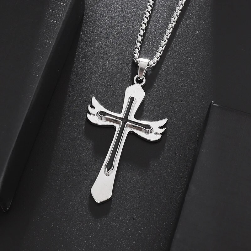 Kreativna anđeoska krila Isusov križ Privjesak Kršćanski amulet Ogrlica Muškarci i žene Vjera u katoličku molitvu Nakit Poklon