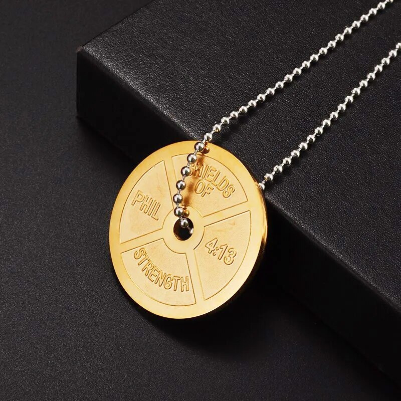 Titano plieno štangos svarmenų kilnojimo pakabukas hantelių karoliai Vyriški įkvepiantys savidisciplinos sporto papuošalai sporto salėje