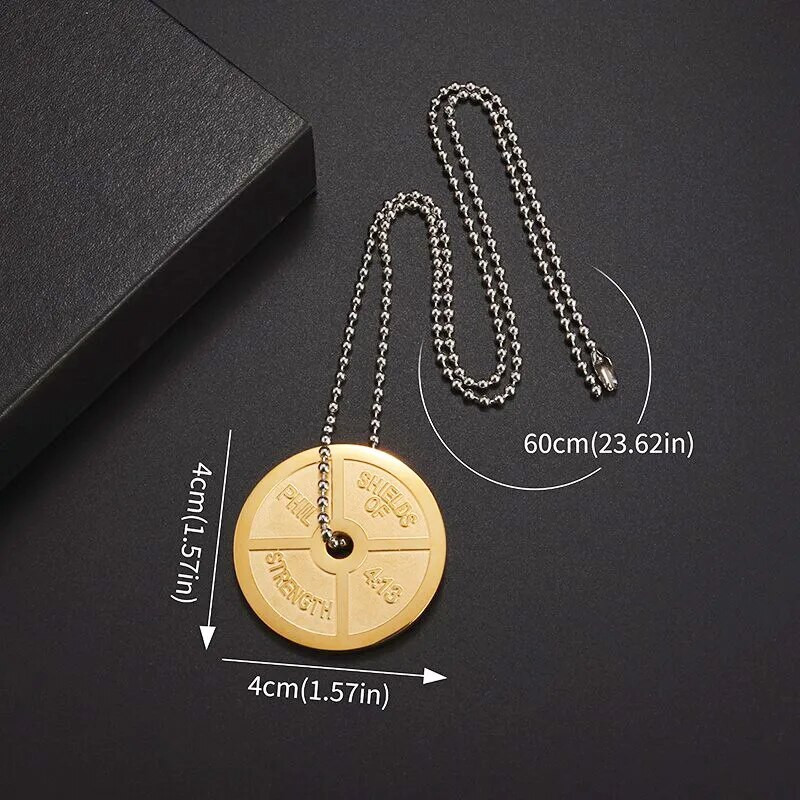 Titano plieno štangos svarmenų kilnojimo pakabukas hantelių karoliai Vyriški įkvepiantys savidisciplinos sporto papuošalai sporto salėje