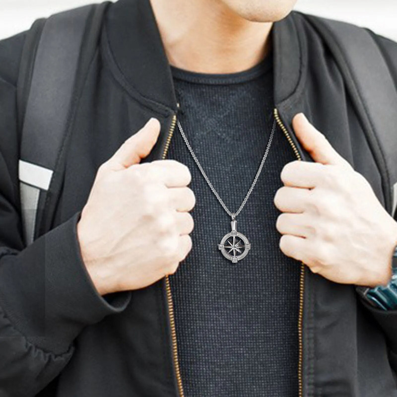 Κολιέ Vnox Stylish Navigation Compass για Ανδρικά Γυναικεία, Ανοξείδωτο ατσάλι Κρέμα για κολάρο Αναμνηστικά Δώρα Κοσμήματα